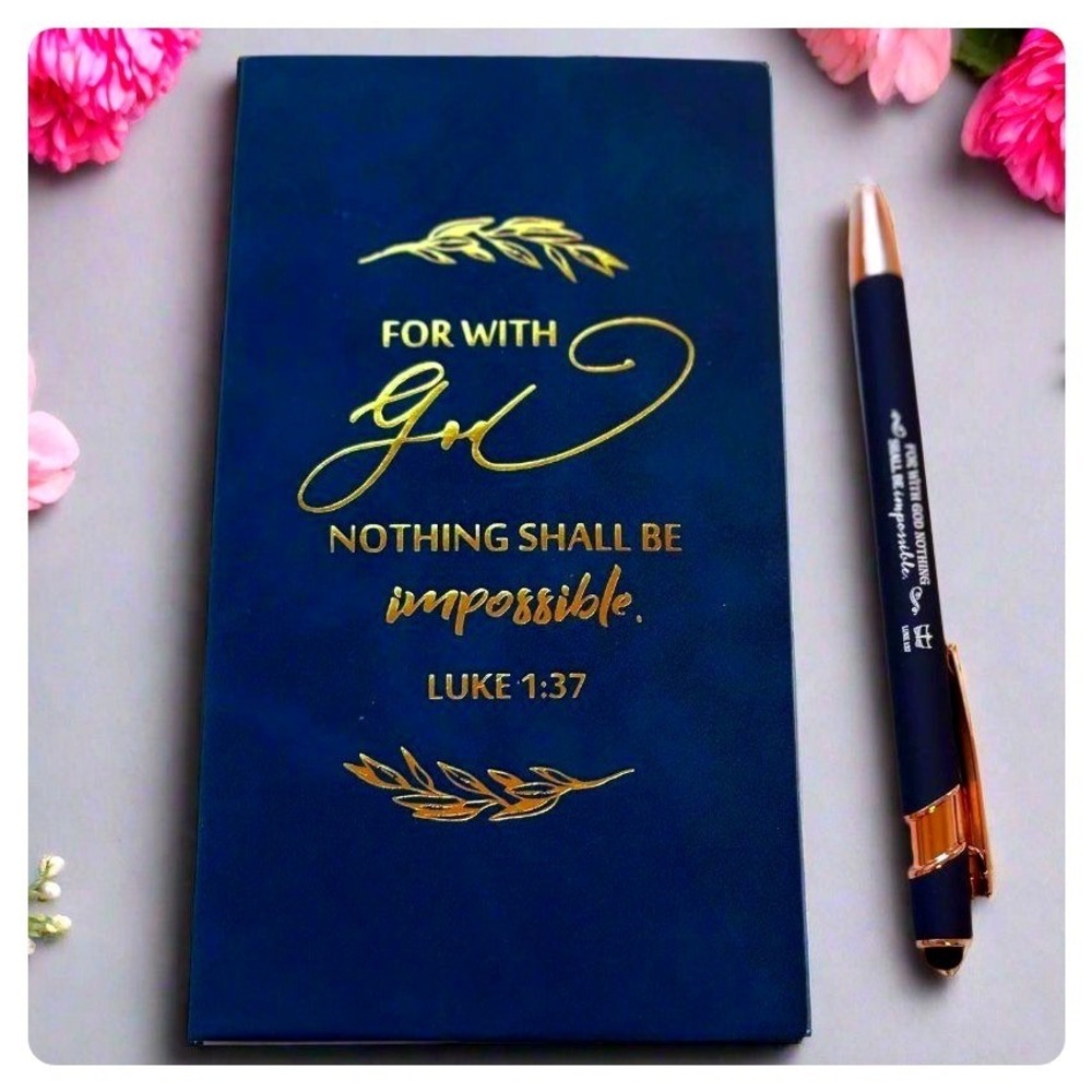 Inspirational Notebook & Pen Set For With God Nothing Is Impossible